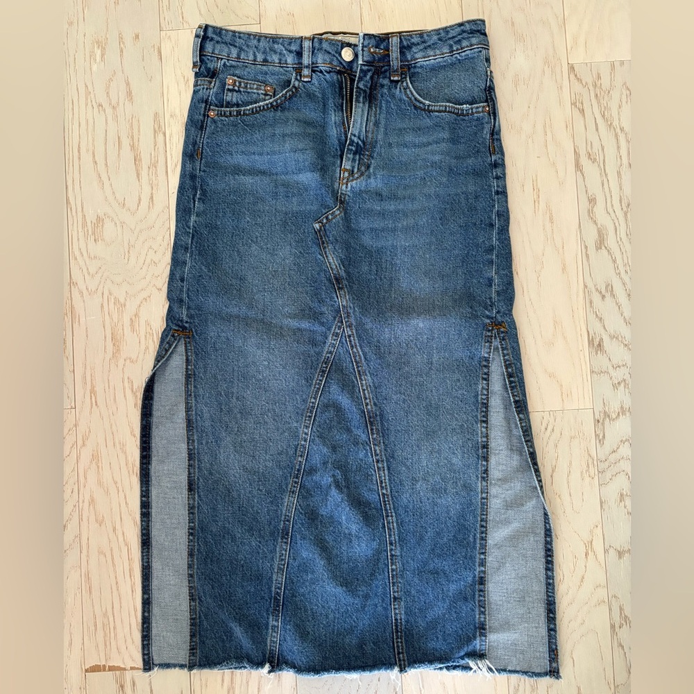 Free People Blue Denim Skirt